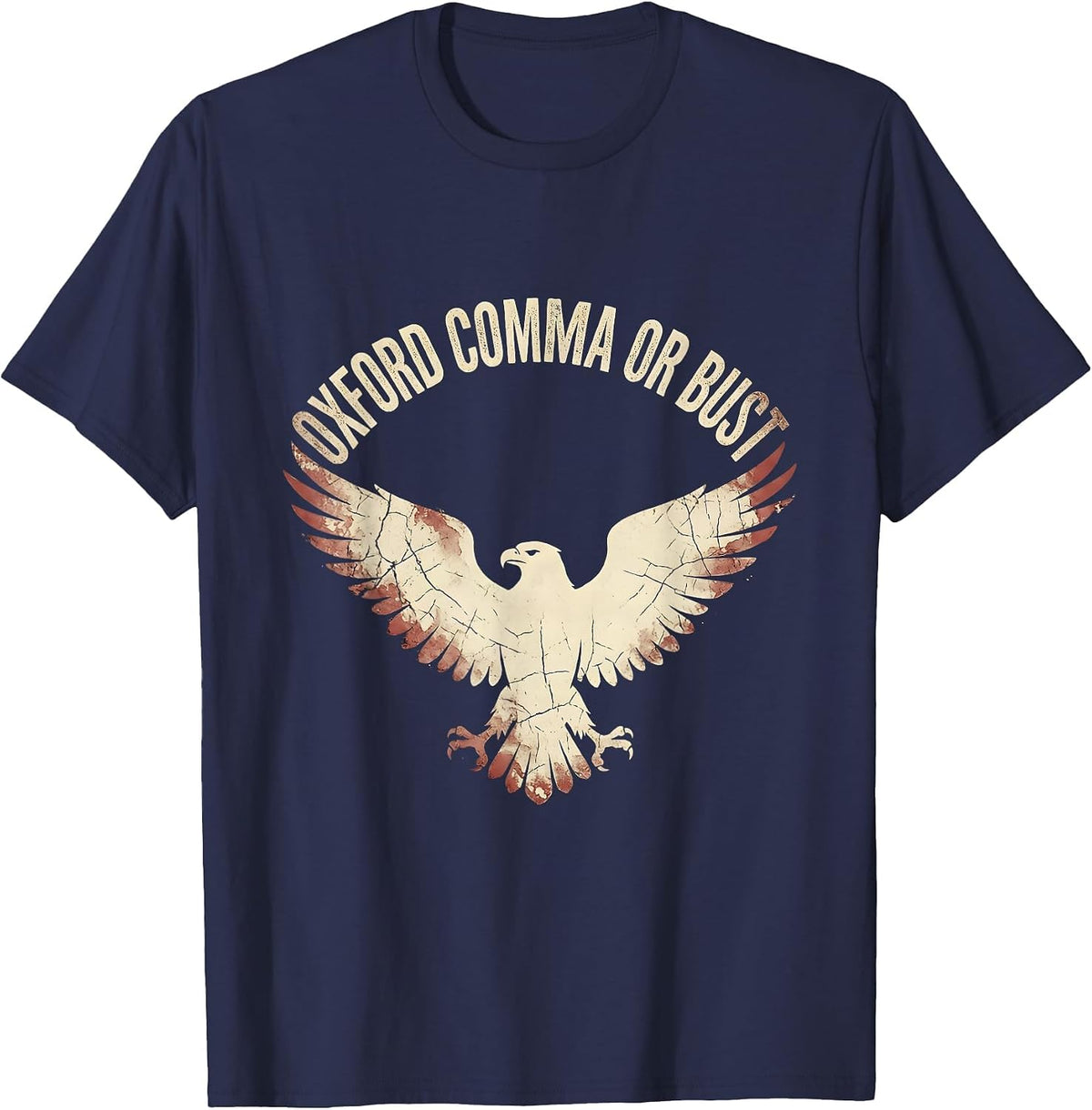 Men's Oxford Comma Or Bust English Teacher Design T-Shirt - Navy Blue
