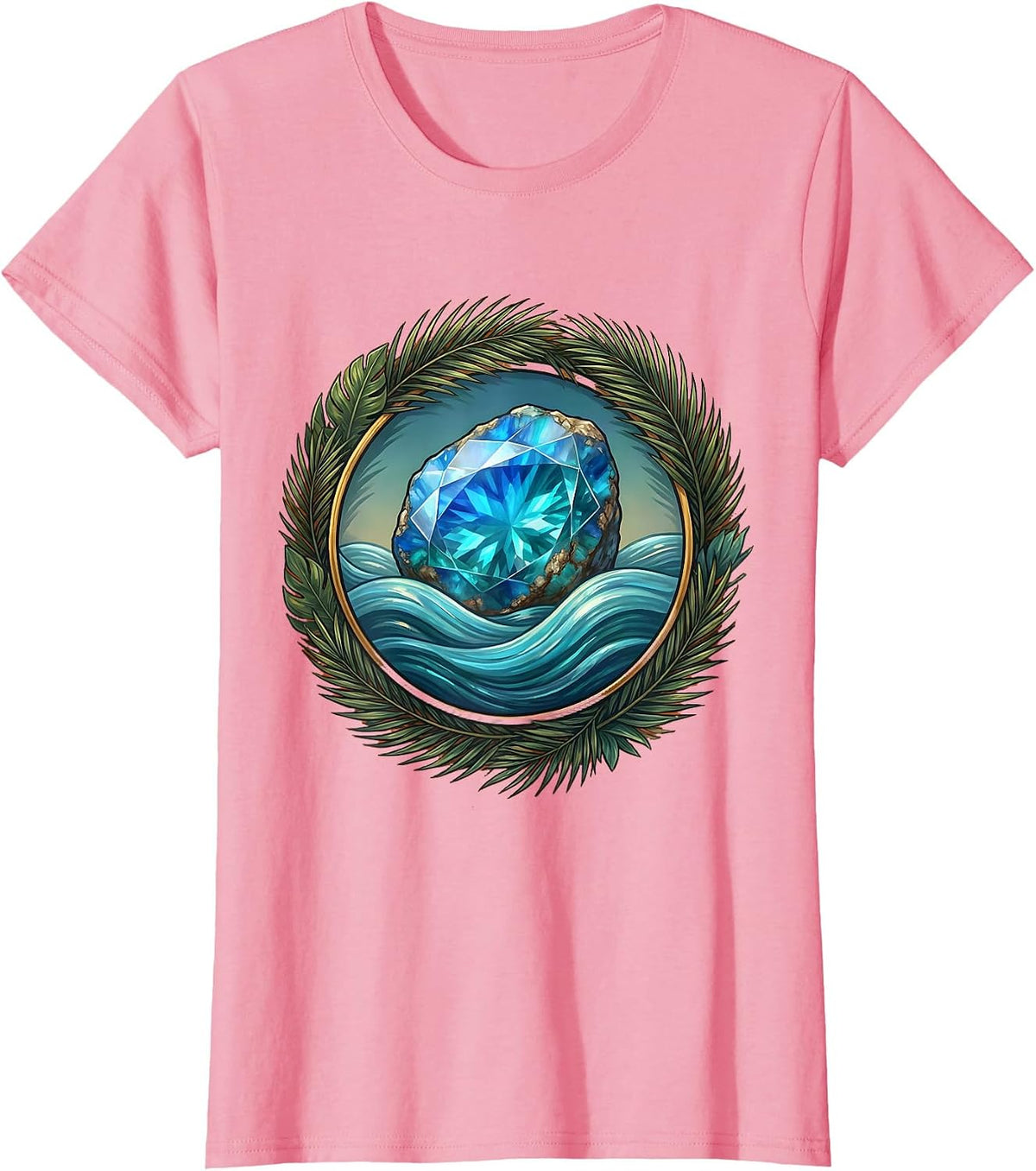 Women's Dominican Republic Larimar Gemstone Ocean Reflection T-Shirt - Pink