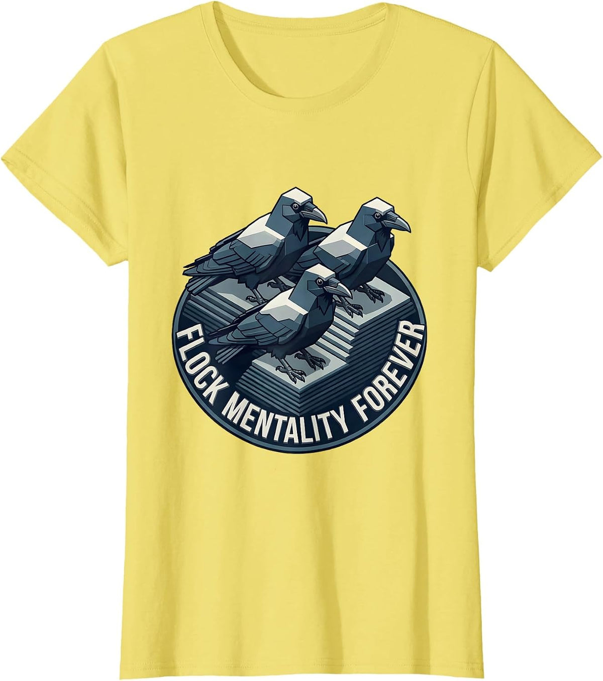 Flock Mentality Forever Crow Design T-Shirt - Lemon Yellow
