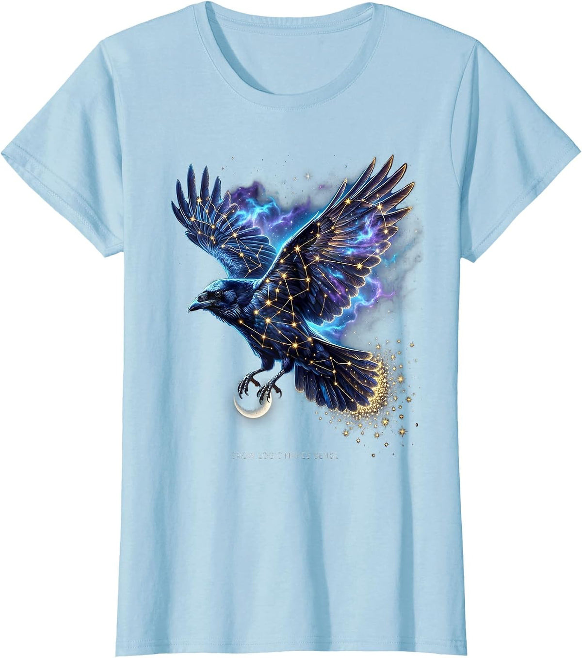 Crow Logic Makes Sense Funny Bird Design T-Shirt - Baby Blue