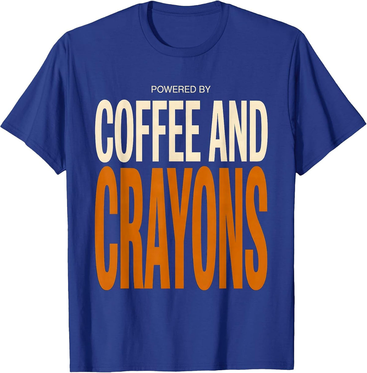 Men's Powered by Coffee and Crayons Third Grade Teacher T-Shirt - Royal Blue
