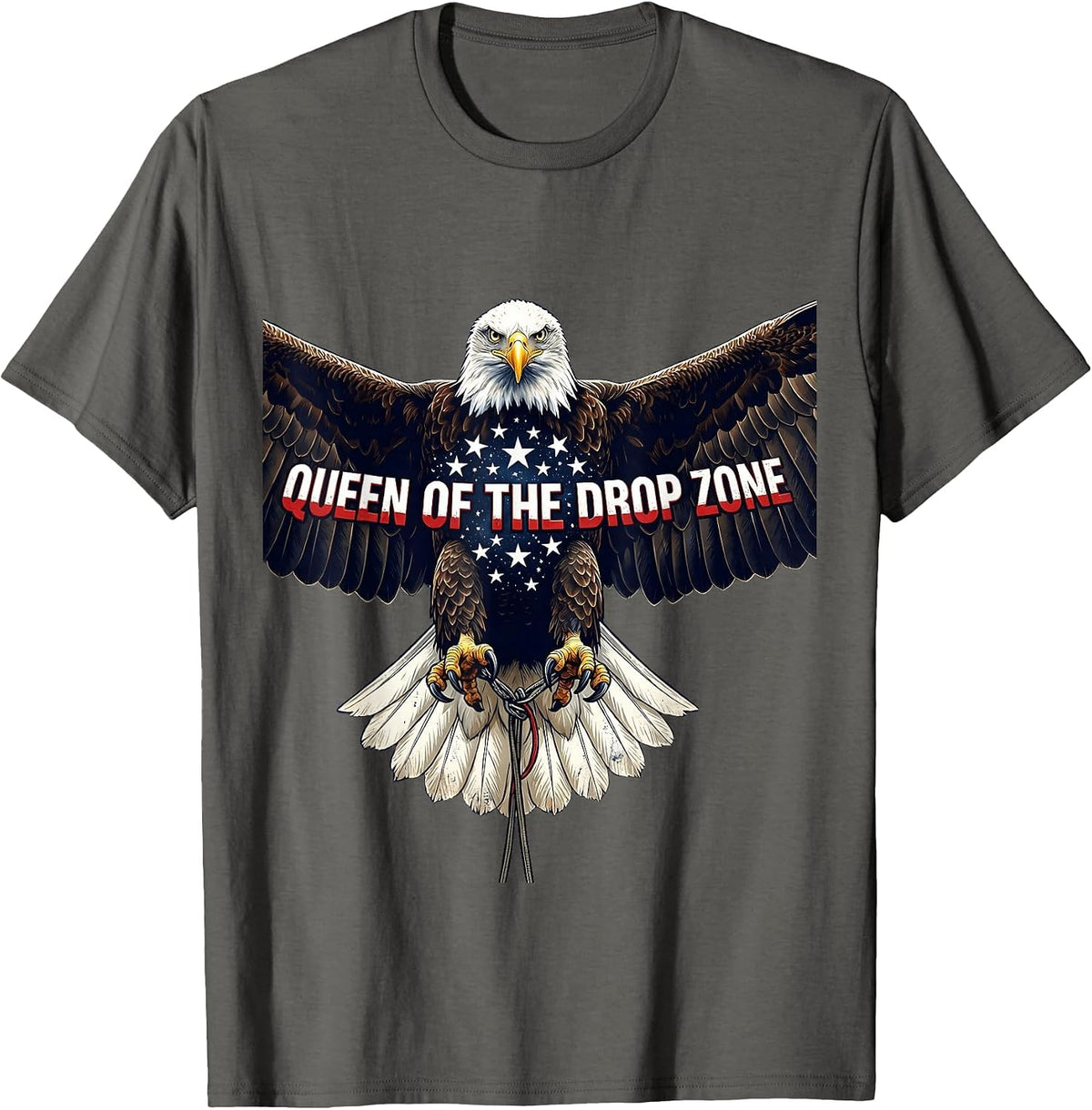 Queen of the Drop Zone Skydiving Design T-Shirt - Asphalt Grey