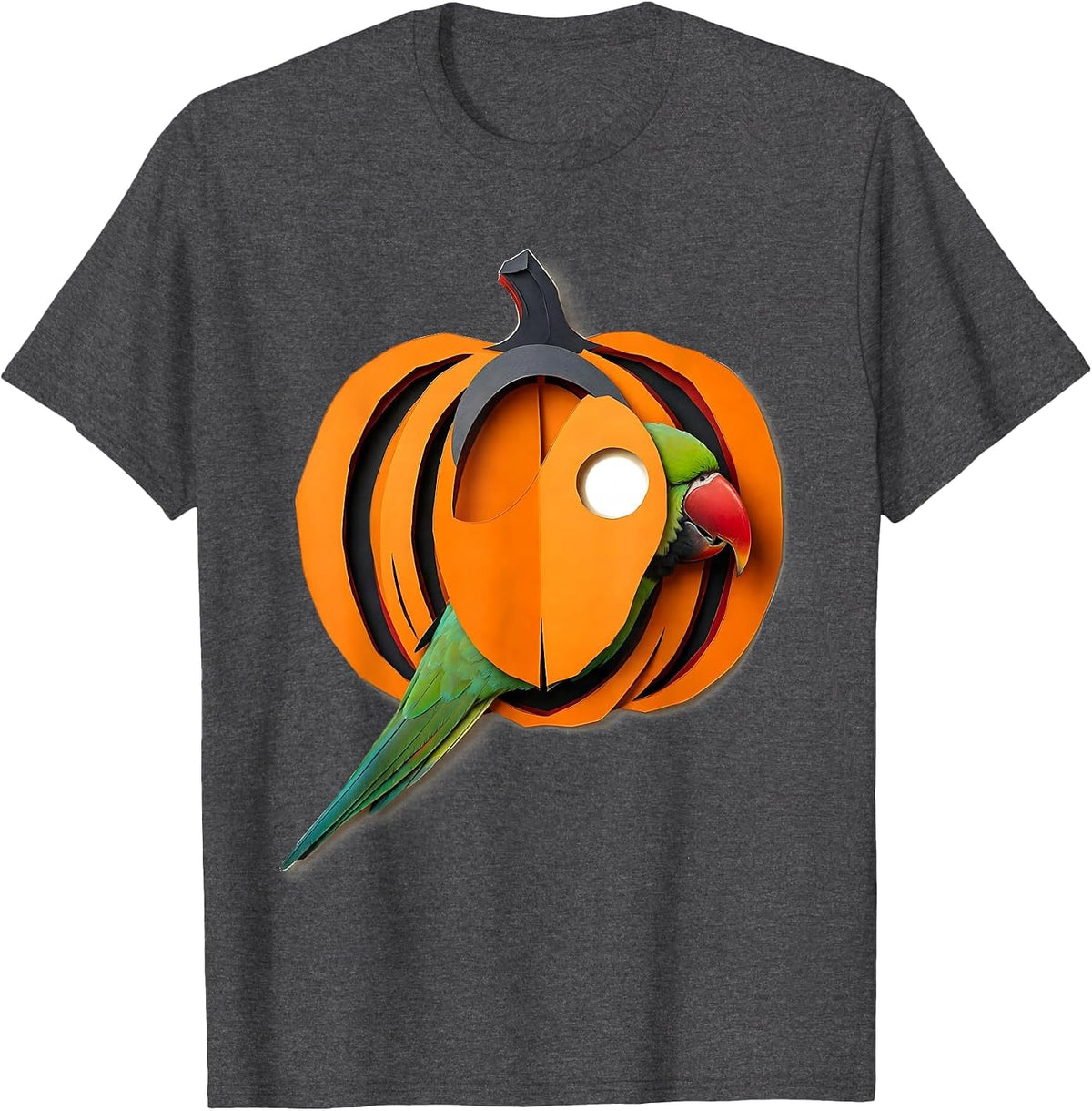 Jack-O-Lantern Parakeet Funny Bird Lover Halloween Costume T-Shirt - Dark Heather Grey