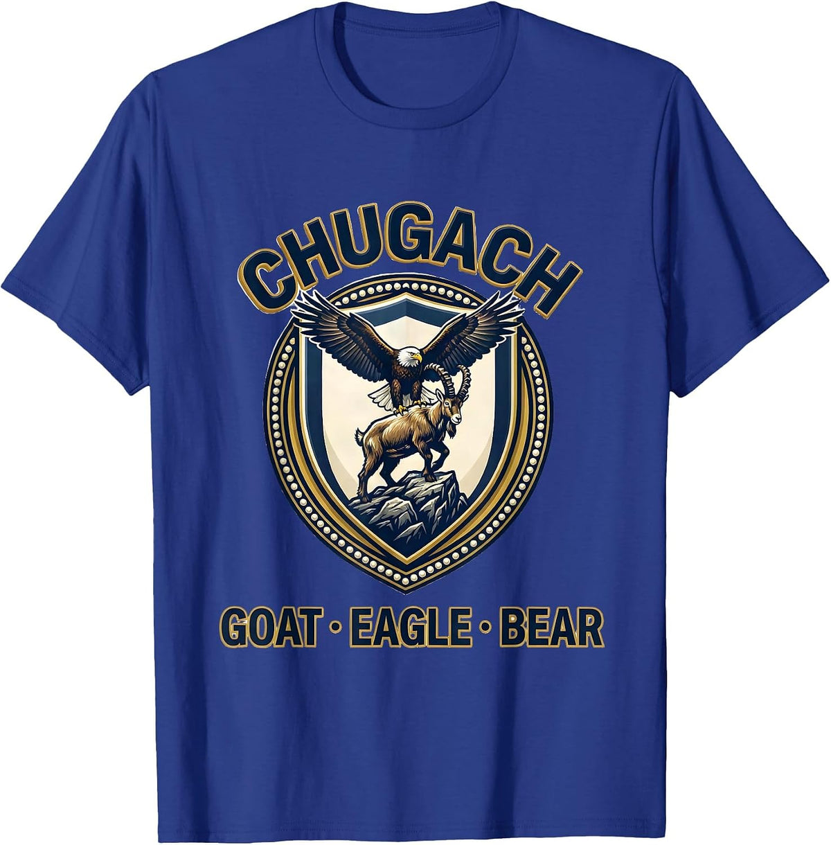 Chugach — Goat, Eagle, Bear Alaska Wildlife Souvenir State T-Shirt - Royal Blue