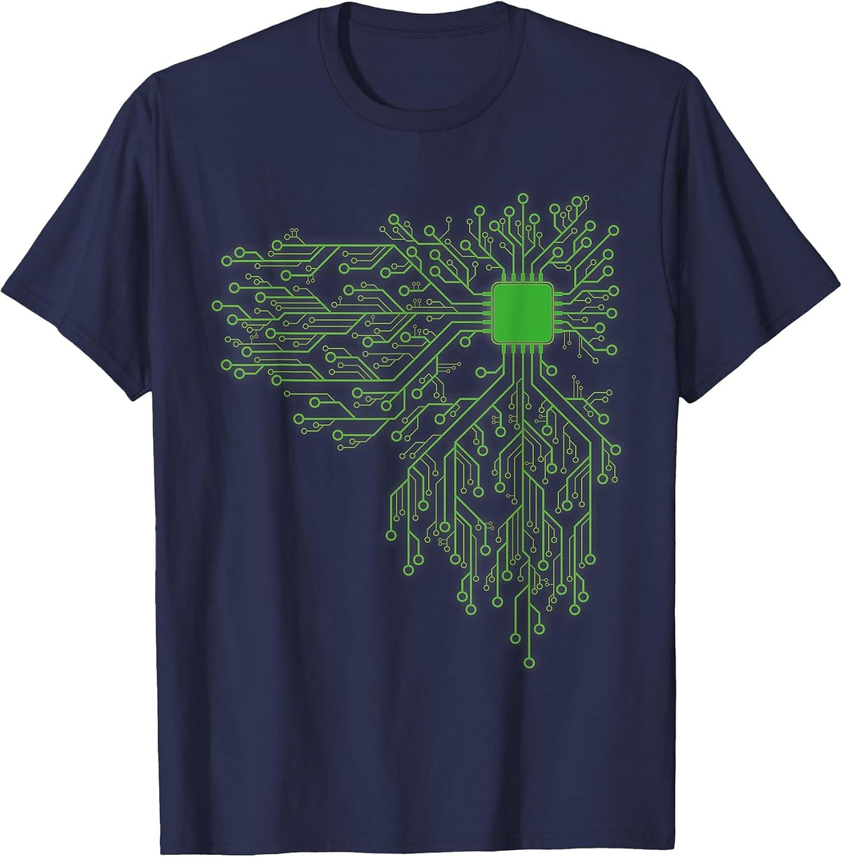 Computer Chip CPU Core Heart - Funny Computer Geek T-Shirt - Navy Blue