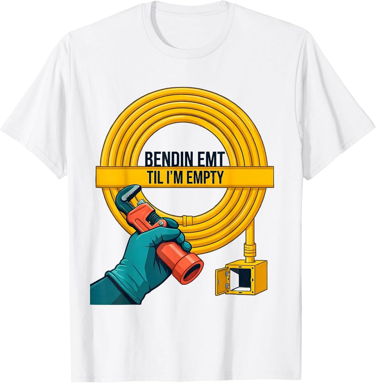 Men's Bendin EMT Til I'm Empty Funny Electrician Gift T-Shirt - White