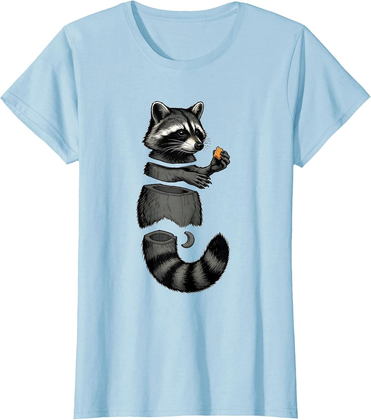 Raccoon Exploded View Funny Animal Meme Humor T-Shirt - Baby Blue
