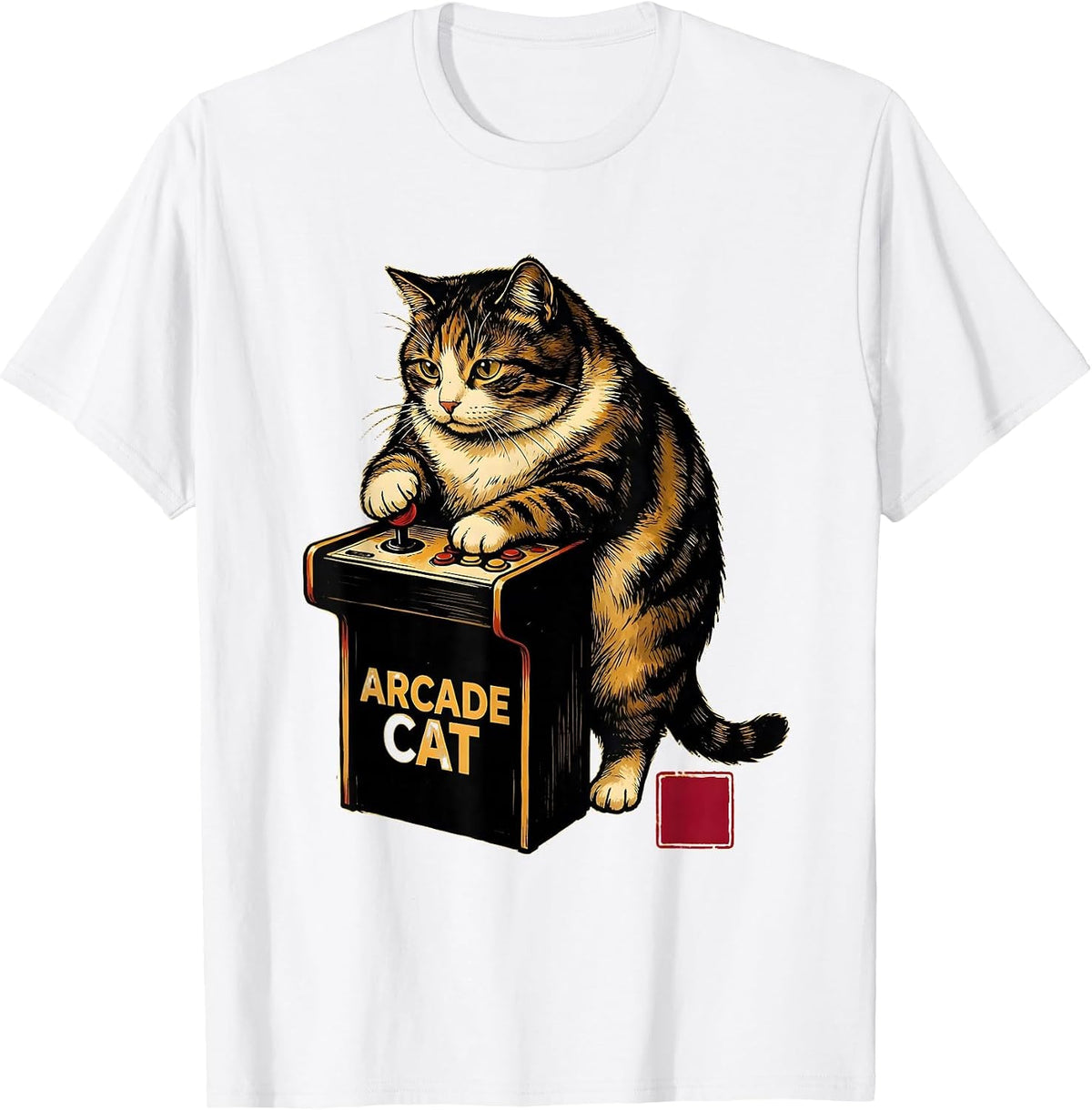 Men's Arcade Cat Playful Japanese Anime Cat Gamer Gift T-Shirt - White