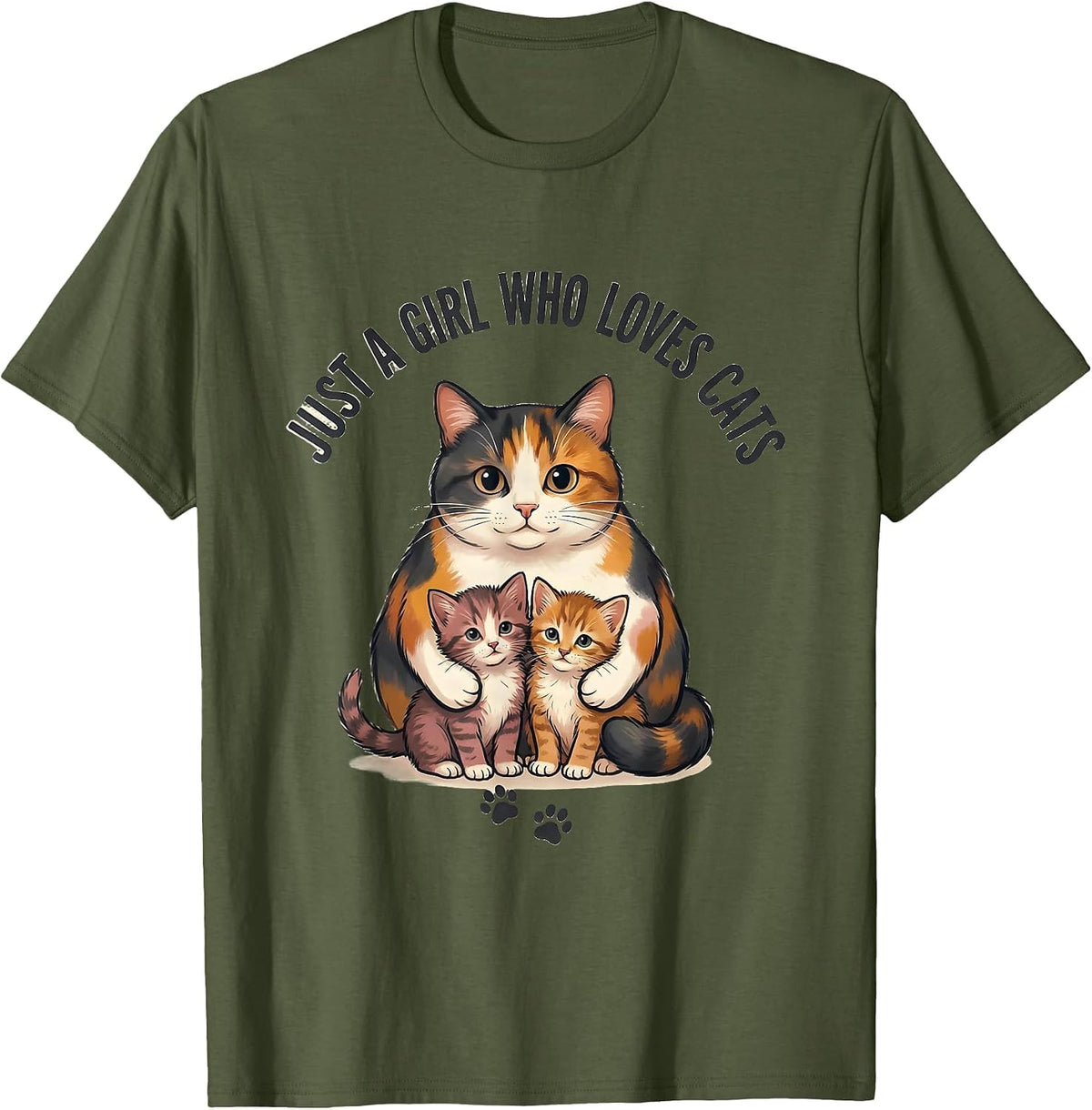 Men's Just A Girl Who Loves Cats Cute Cat Lover Kawaii Gift T-Shirt - Olive Green
