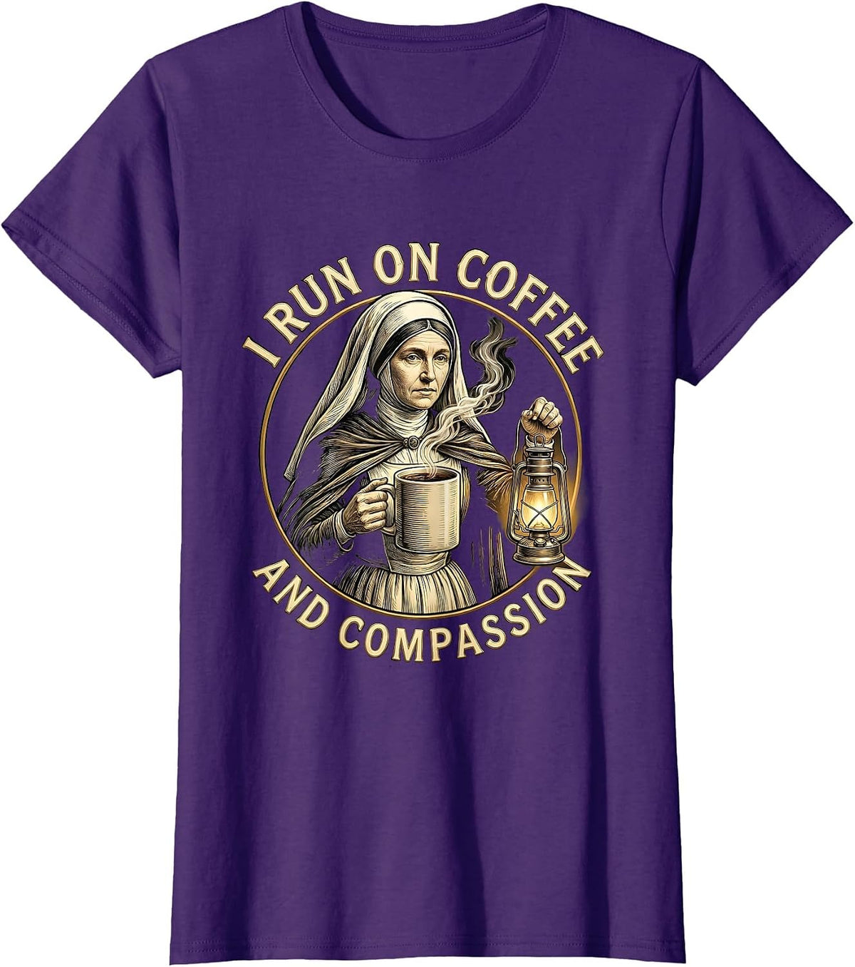 Women's I Run On Coffee and Compassion Medical Assistant T-Shirt - Purple