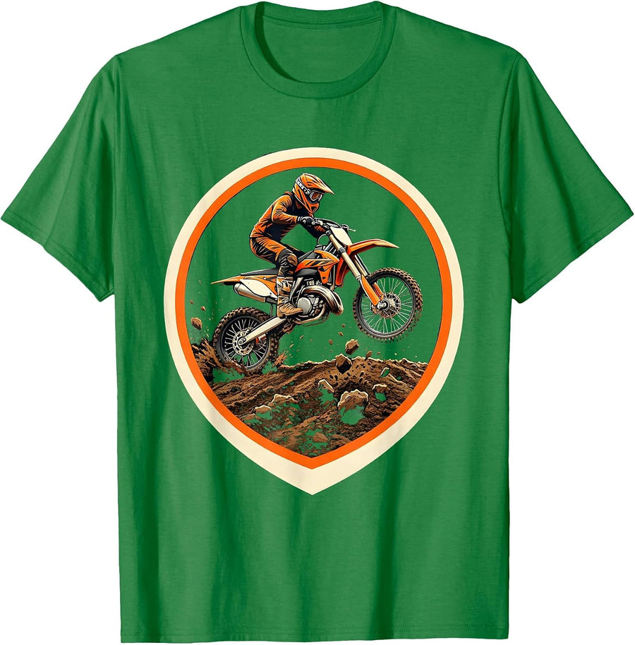 Men's Dirt Bike Muddy Hill Jump Motocross Graphic T-Shirt - Kelly Green