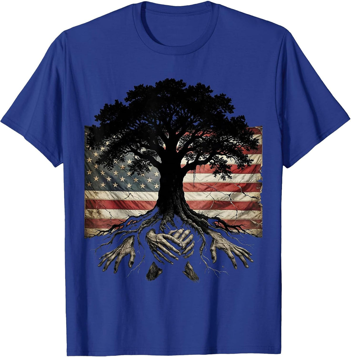 God Family Country Strong Oak Tree Roots Design T-Shirt - Royal Blue