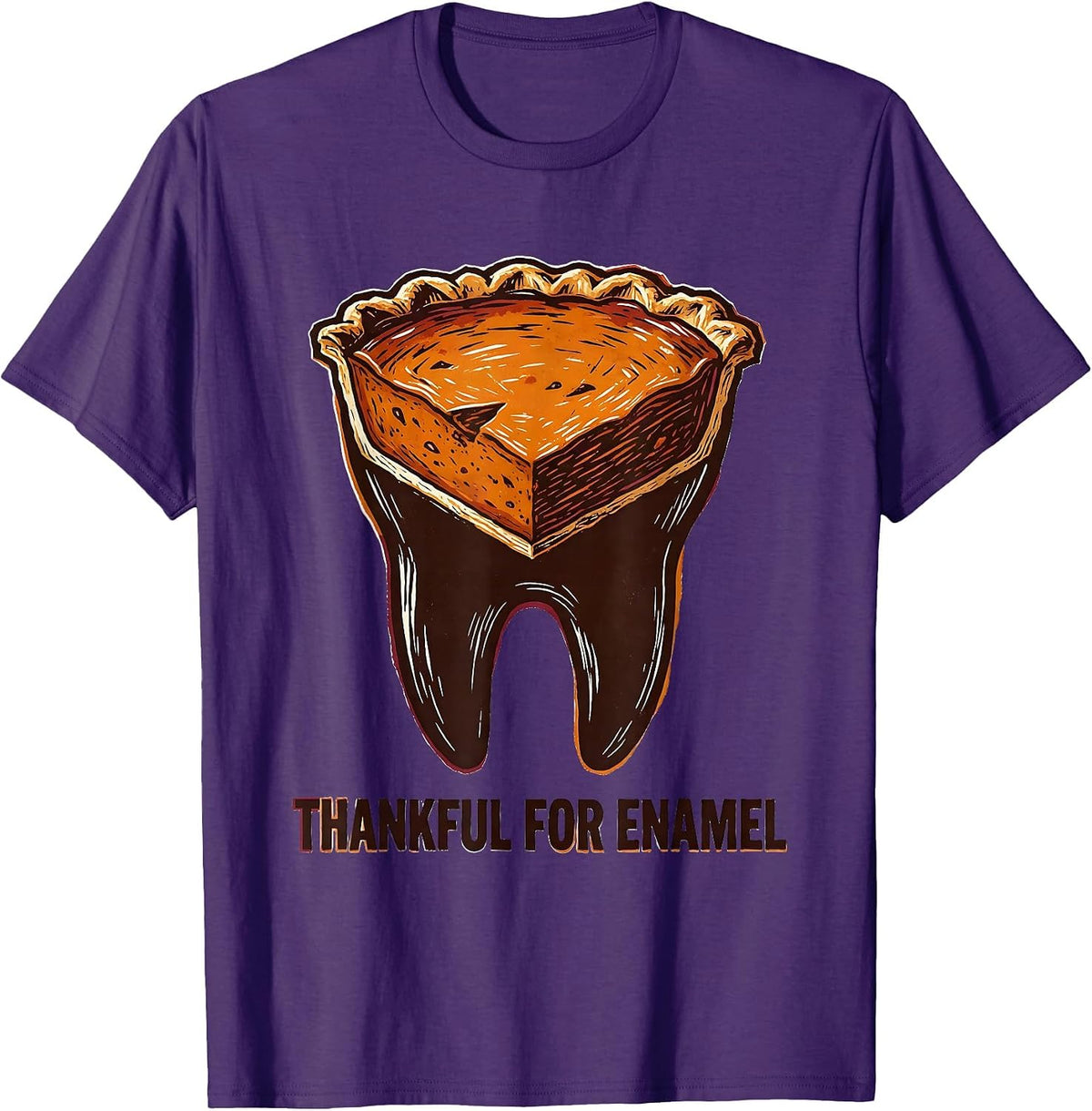 Thankful For Enamel Funny Dental Thanksgiving Office Team T-Shirt - Purple