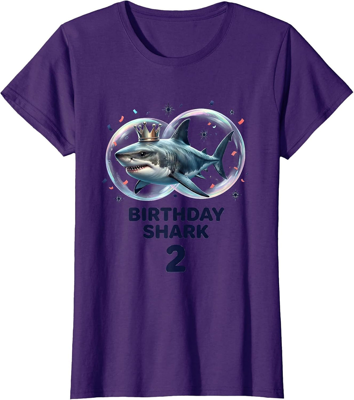 Women's Birthday Shark 2 Playful Toddler Party Matching Whale Family T-Shirt - Purple