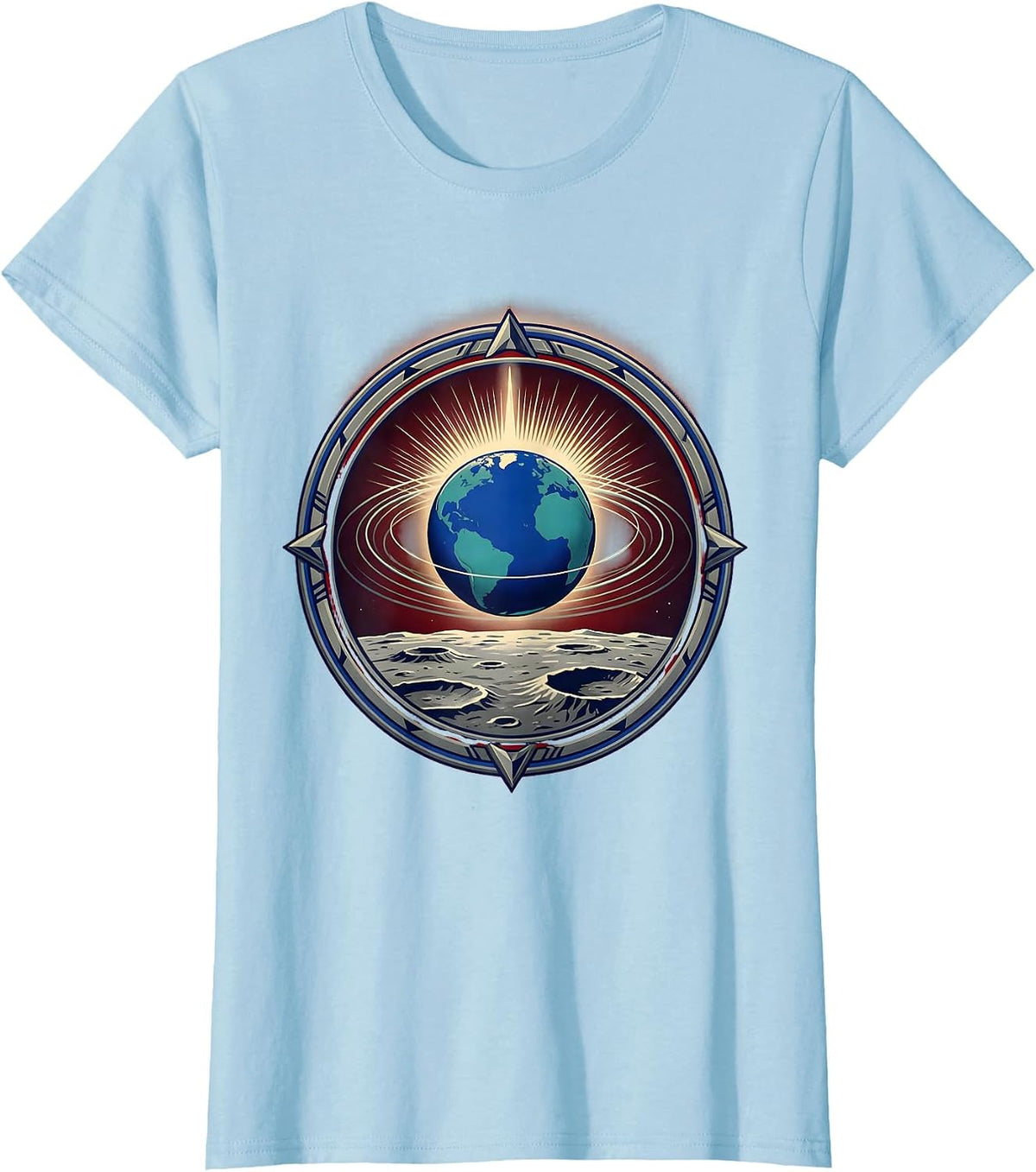 Earthrise Lunar Surface Space Illustration T-Shirt - Baby Blue