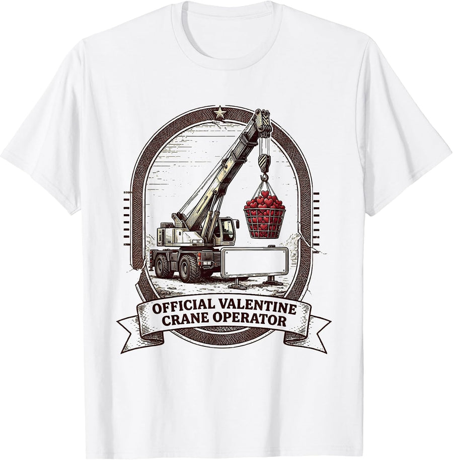 Men's Official Valentine Crane Operator Funny Toddler Boy T-Shirt - White