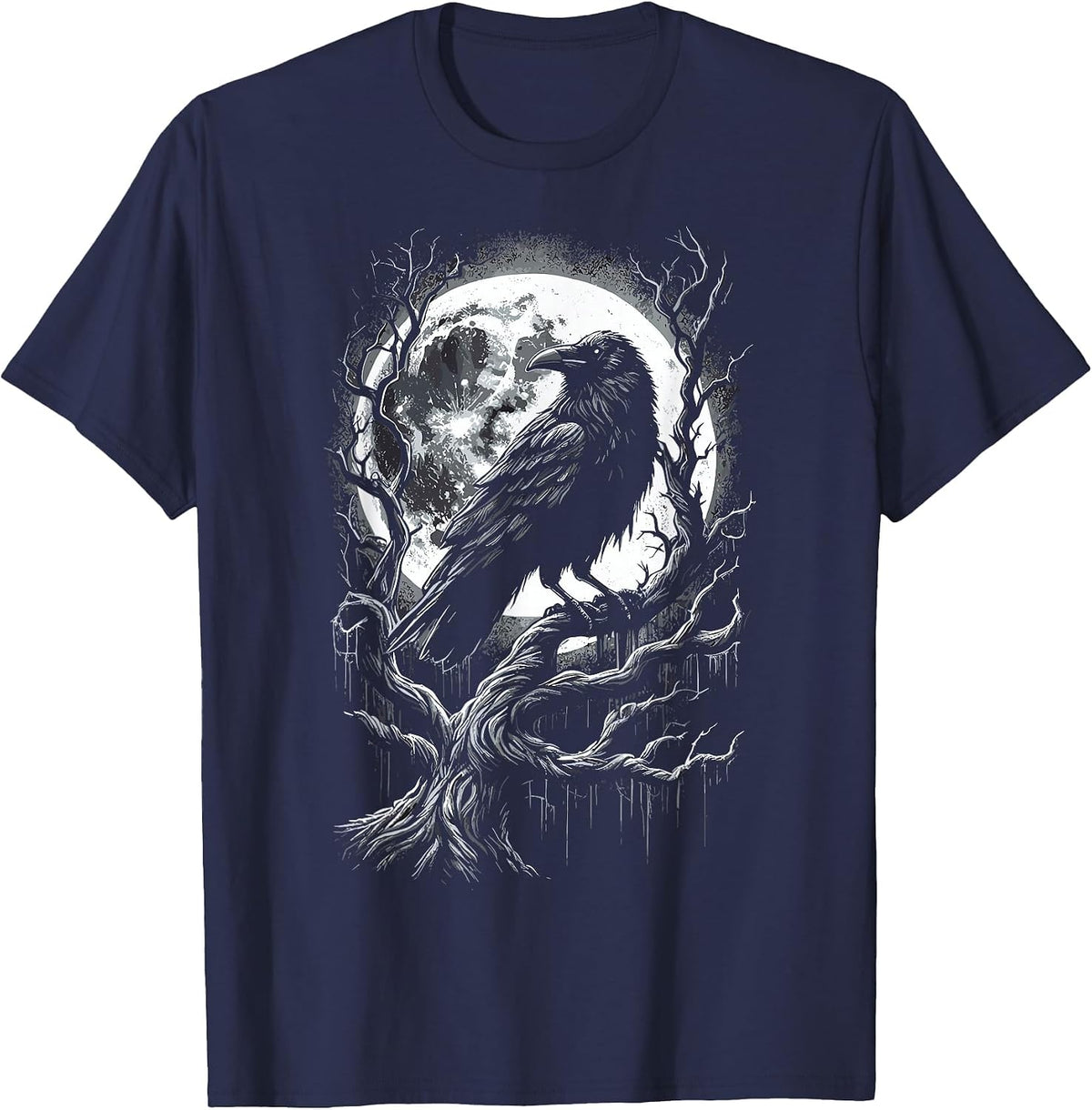 Black Crow Raven Bird T-Shirt - Navy Blue