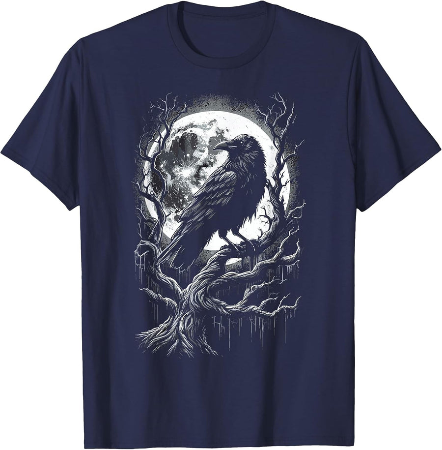 Black Crow Raven Bird T-Shirt - Navy Blue