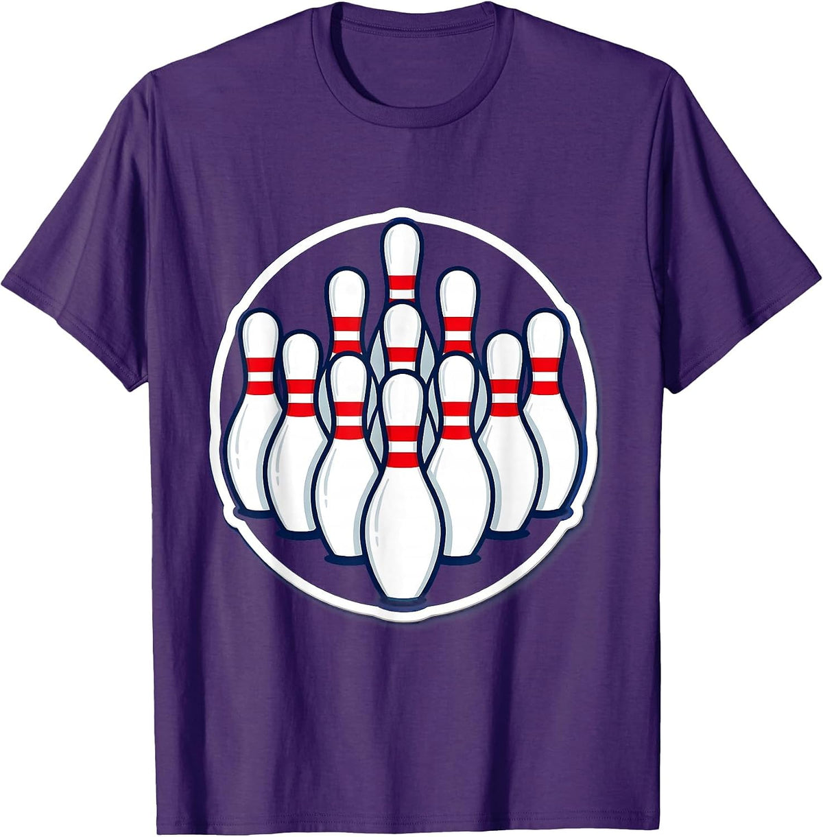Bowling Pins Classic Triangle Formation Graphic T-Shirt - Purple