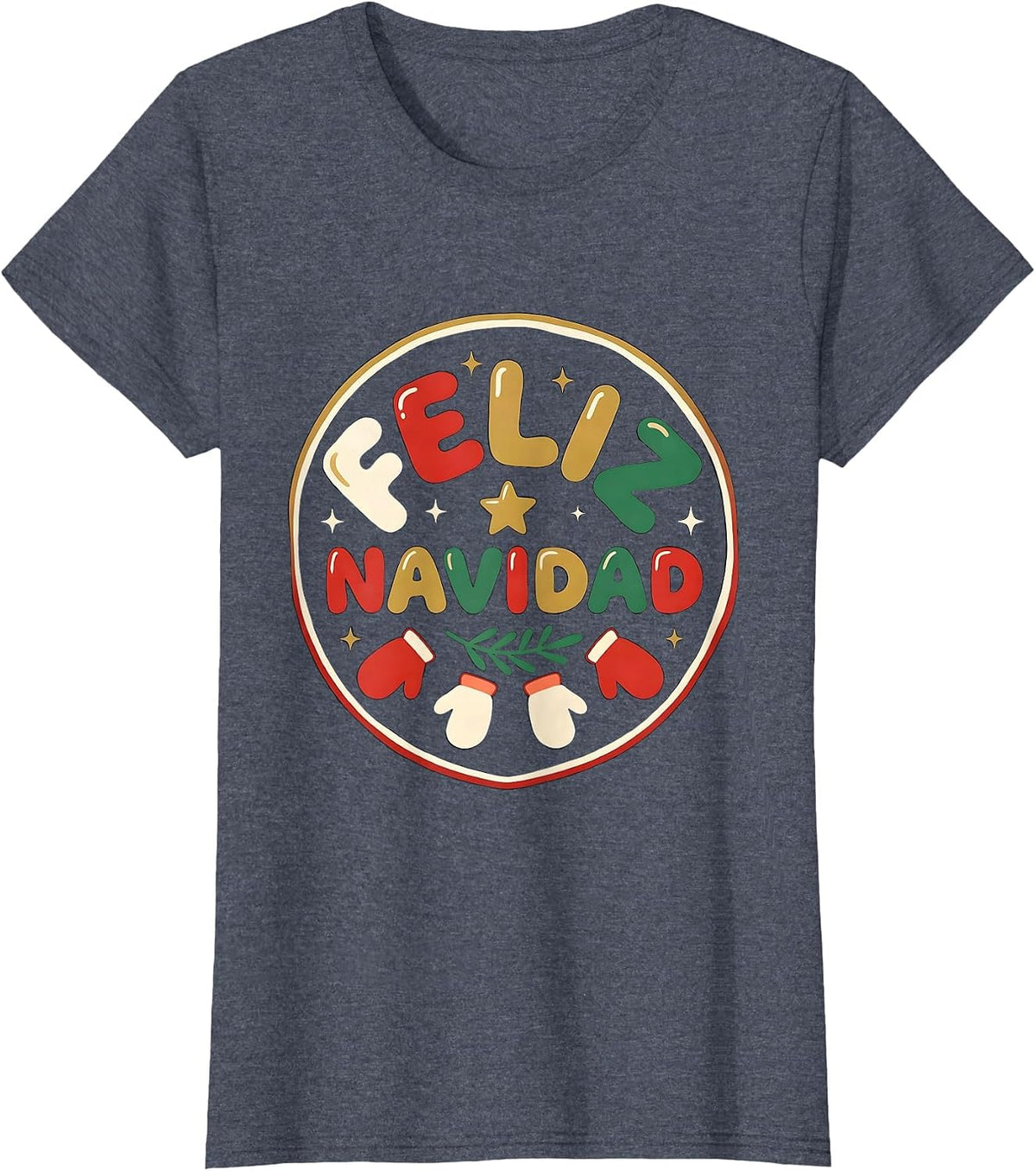 Women's Feliz Navidad Family Matching Spanish Mexican Christmas T-Shirt - Heather Blue