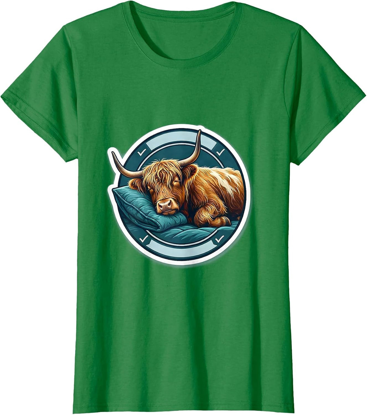 Women's Highland Cow Sleepshirt Cozy Pajama Gift T-Shirt - Kelly Green