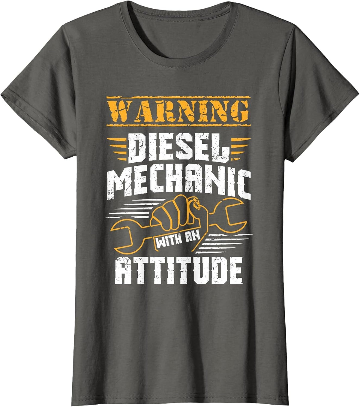 Diesel Mechanic Shirt - Diesel Mechanic with an Attitude T-Shirt - Asphalt Grey