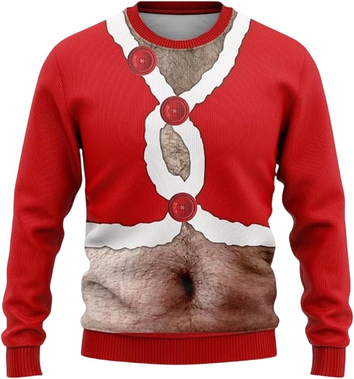 RTRDE Mens Ugly Christmas Sweater Crew Neck Knit Sweatshirt - Deep Red