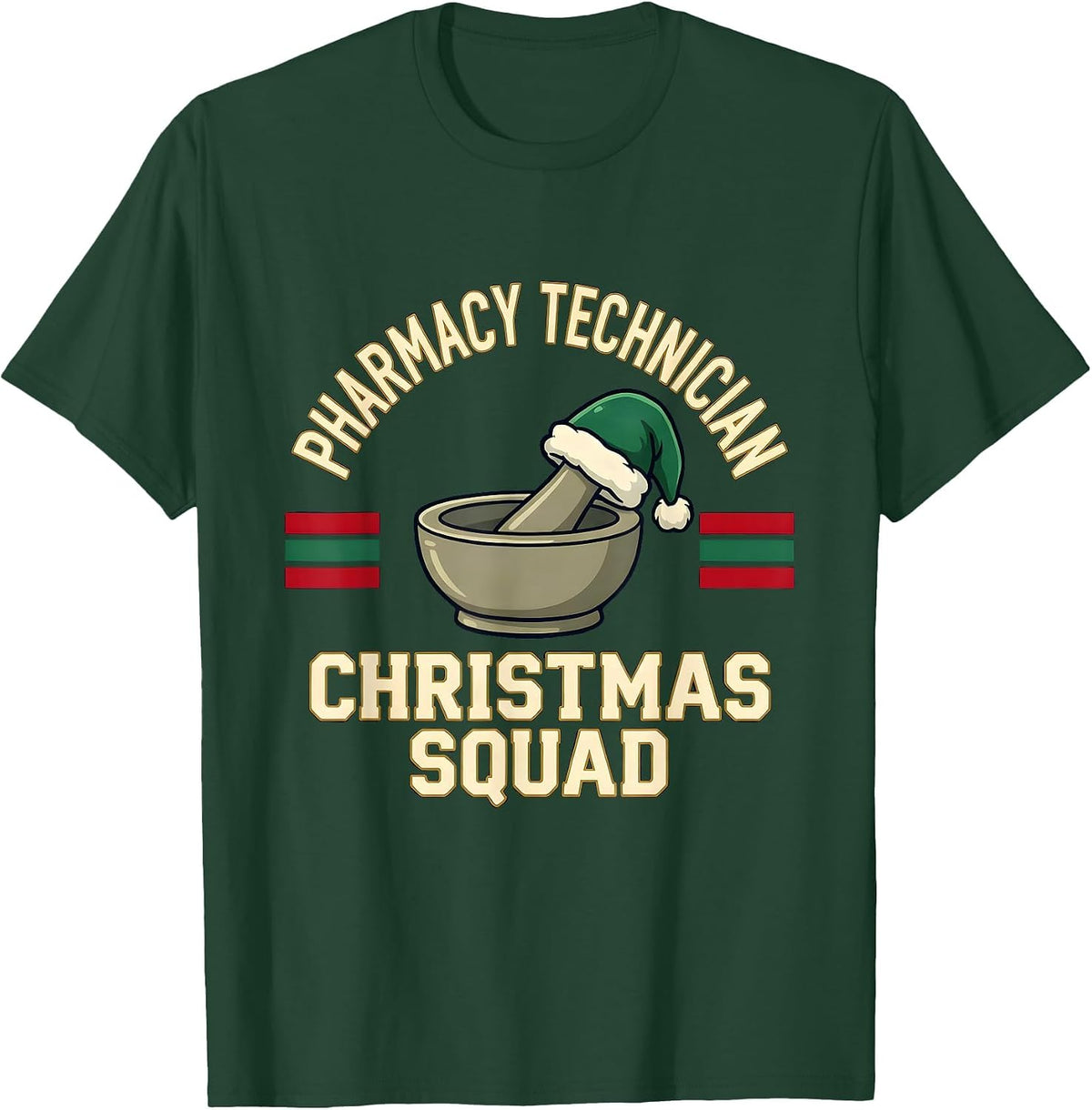 Pharmacy Technician Christmas Squad Funny Pharmacy Tech T-Shirt - Dark Green