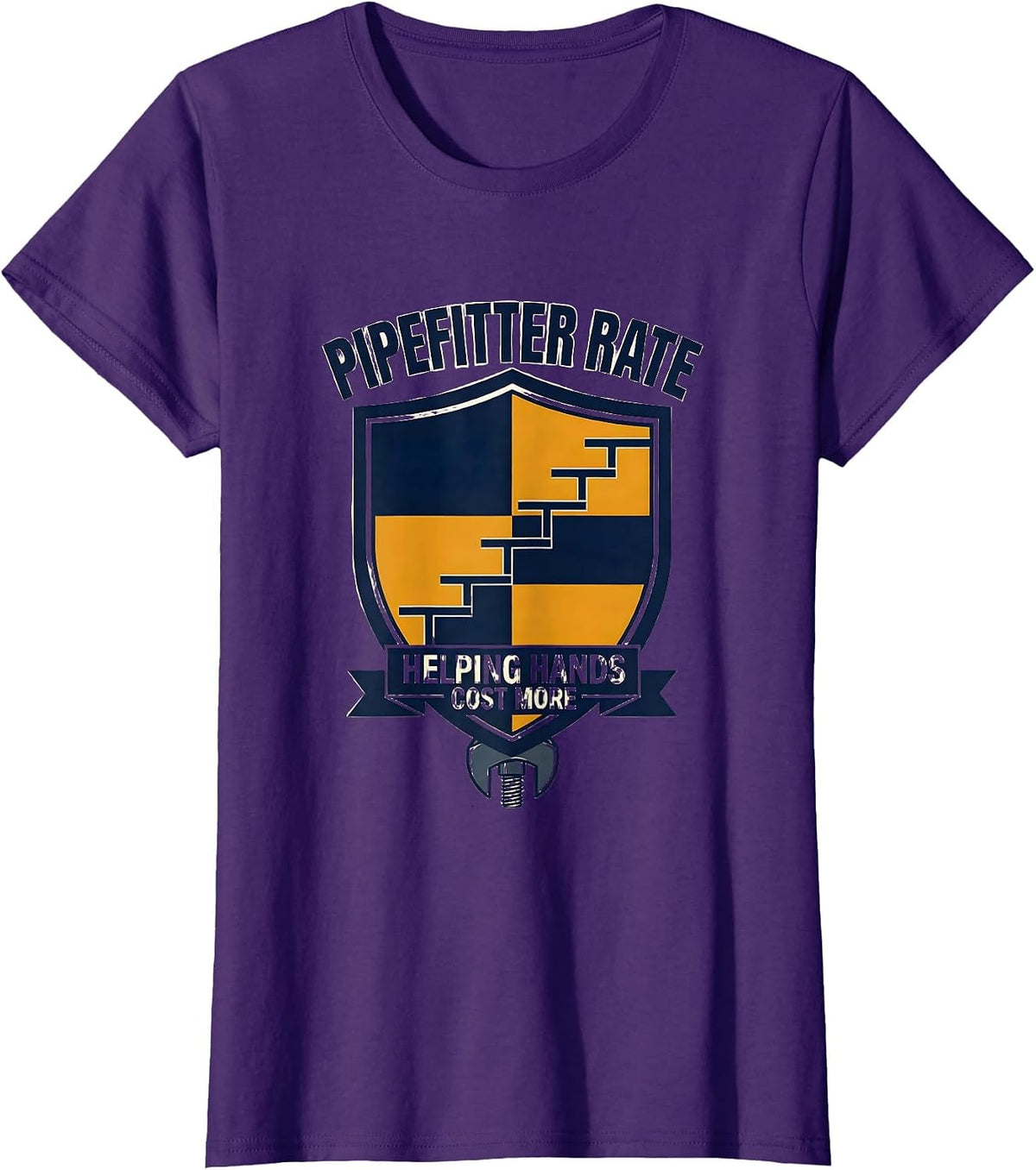 Women's Pipefitter Rate: Helping Hands Cost More Funny Plumber T-Shirt - Purple