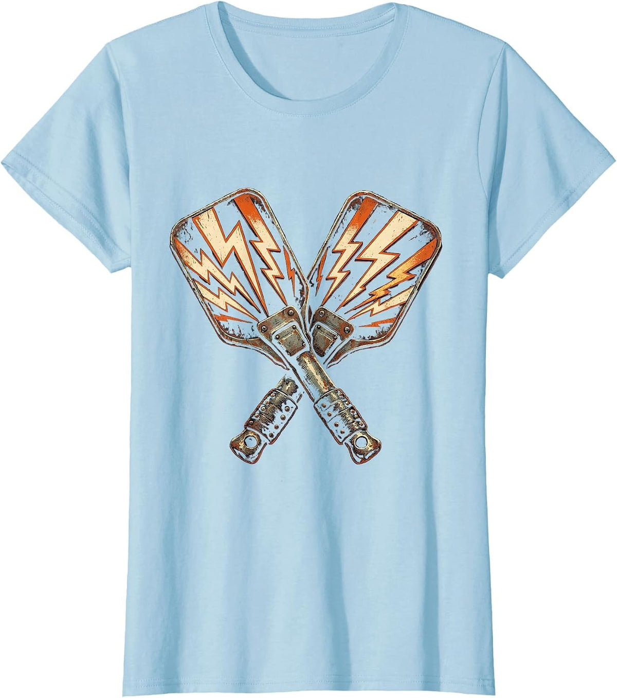 EMT Defibrillator Paddles Lightning Bolt Graphic T-Shirt - Baby Blue