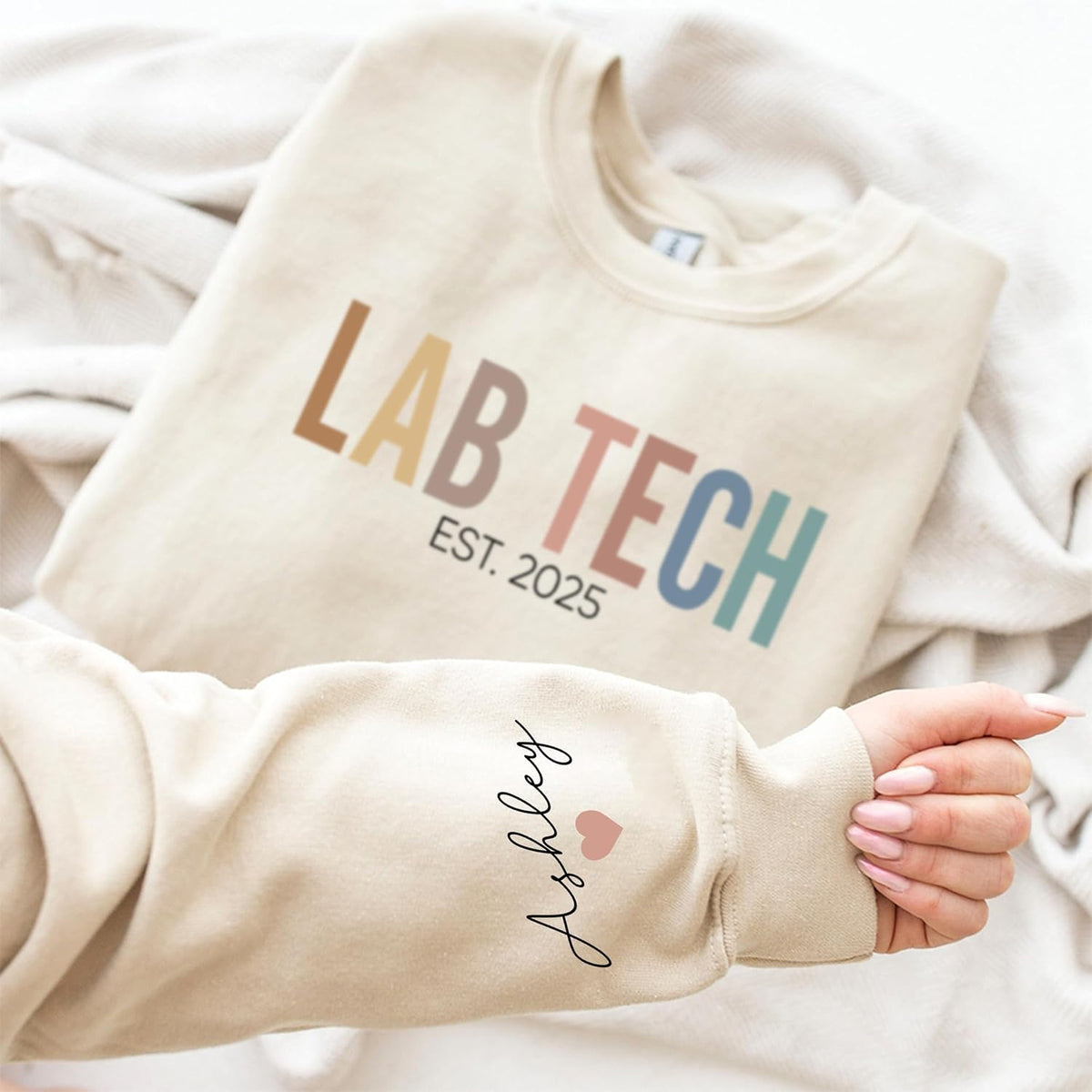 Personalized LAB Tech Sweatshirt, Custom Medical Scientist Shirt, Lab Technician Gift, Gift for Science Professional - size