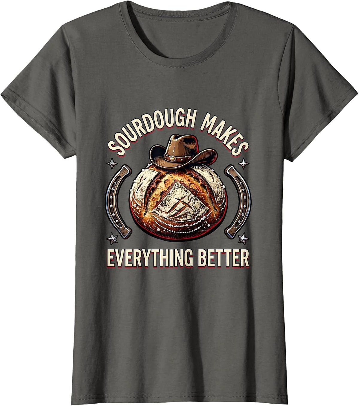 Women's Sourdough Makes Everything Better Baker Design T-Shirt - Asphalt Grey
