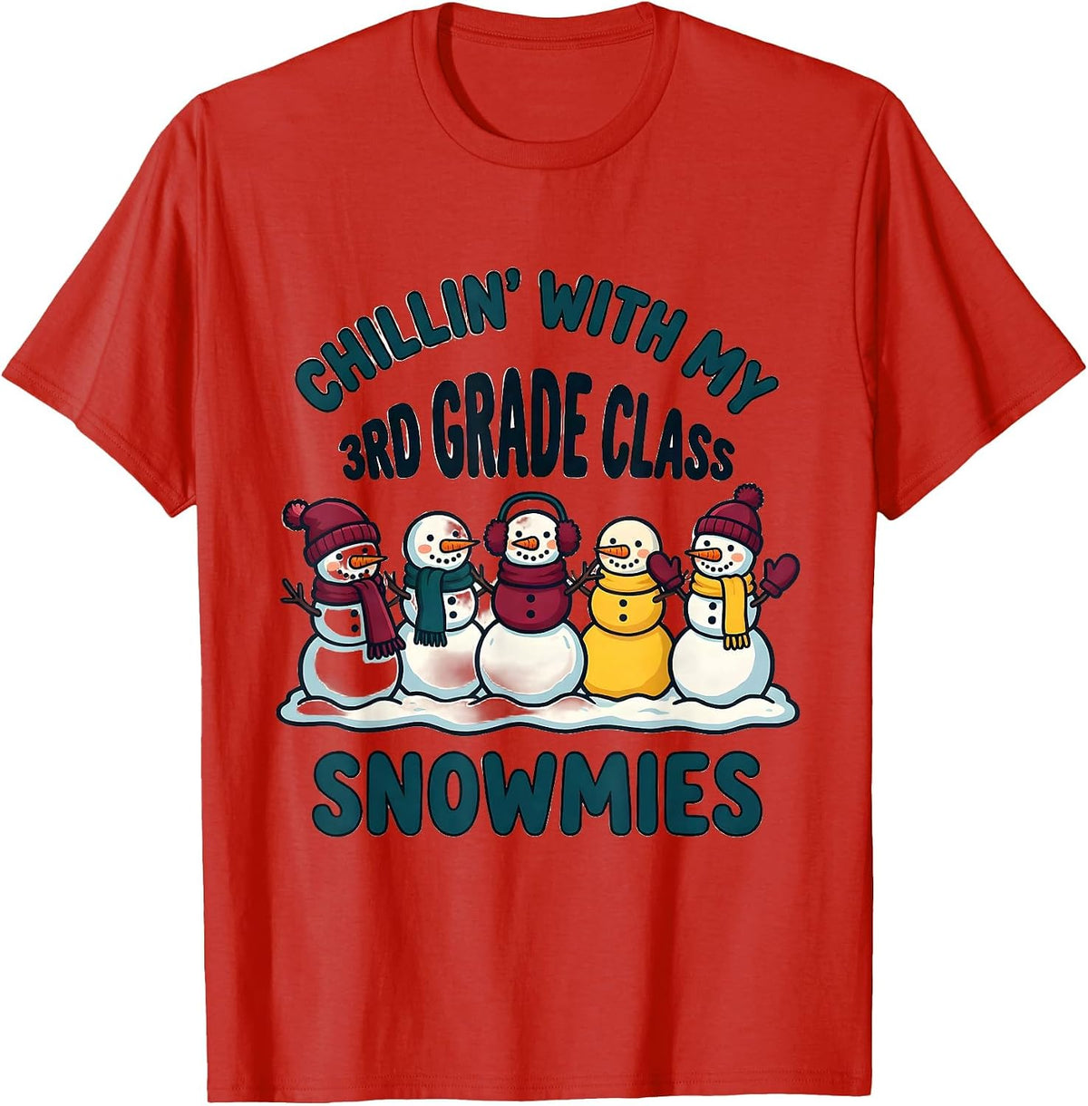 Men's Chillin' With My 3rd Grade Class Snowmies Teacher T-Shirt - Red