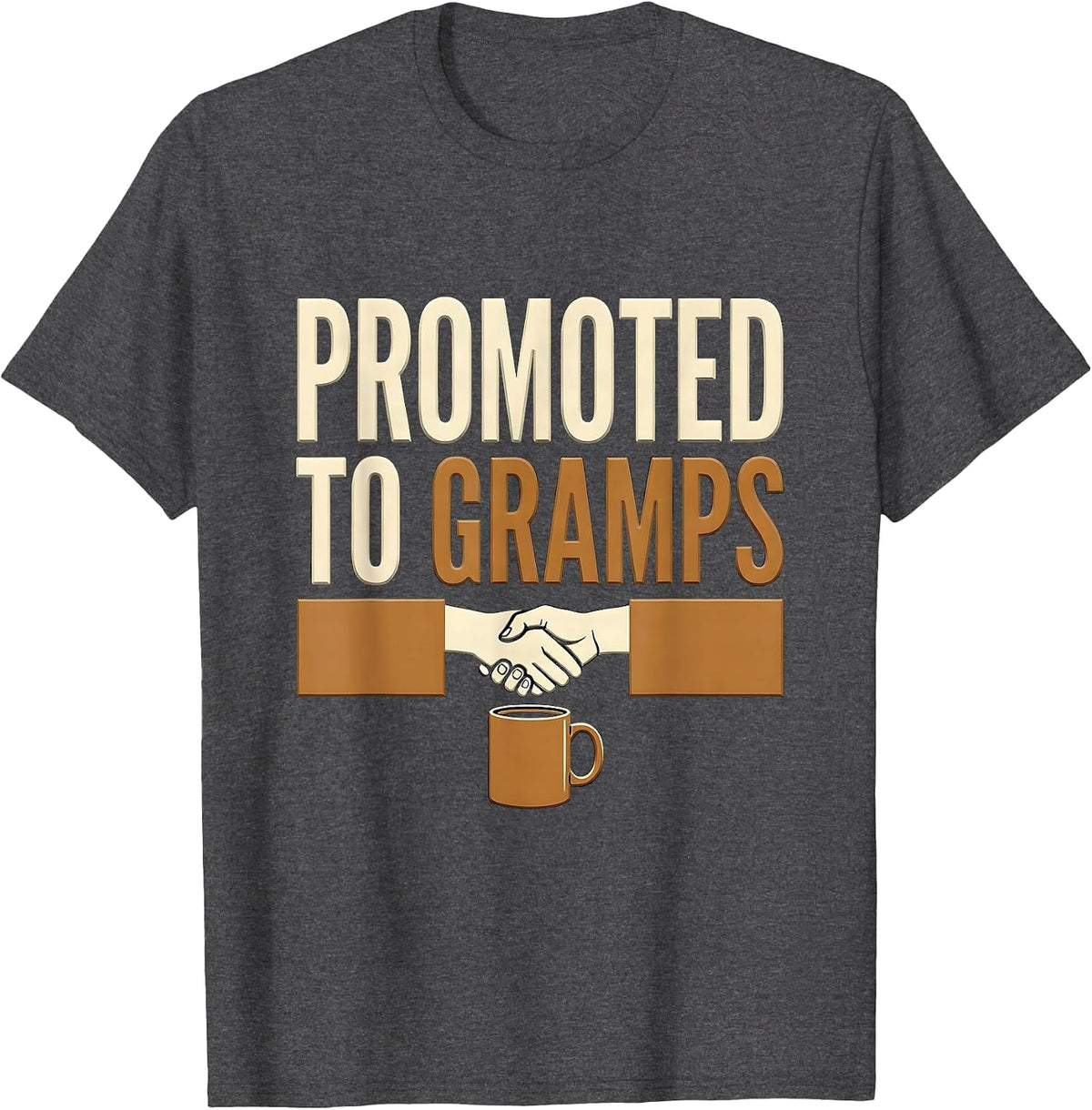 Promoted To Gramps Funny Grandpa Gift for Dad Papa Family T-Shirt - Dark Heather Grey