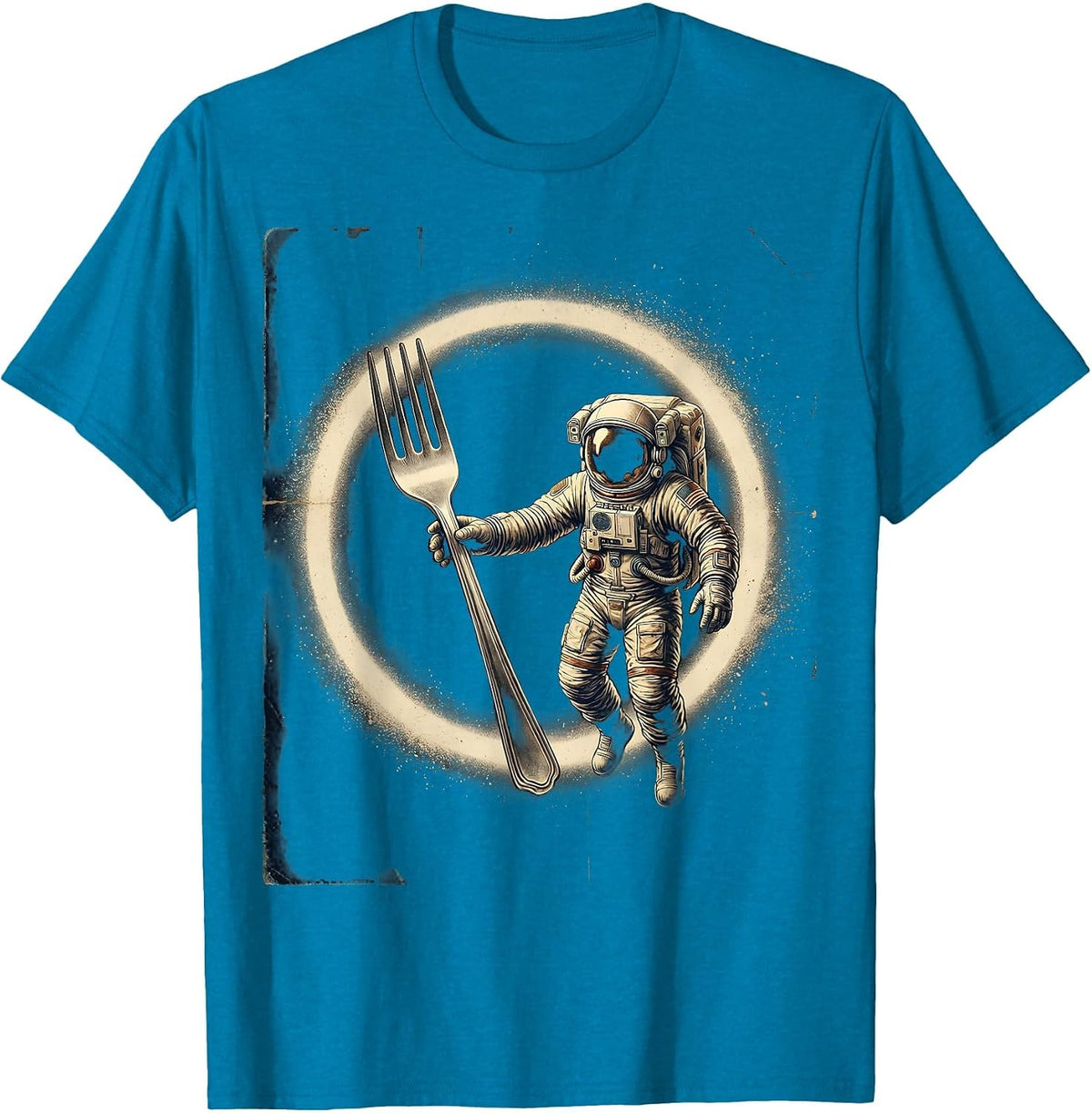 Astronaut Floating With Giant Wishbone Space Art T-Shirt - Sapphire Blue