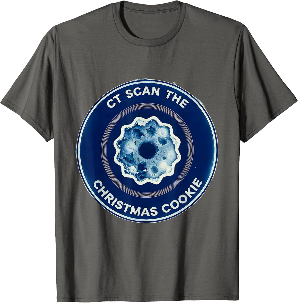 Men's CT Scan The Christmas Cookie Cyanotype Radiology Tech Humor T-Shirt - Asphalt Grey