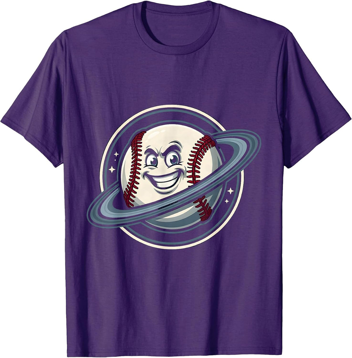 Baseball Planet Space Orbit Cosmic Graphic T-Shirt - Purple