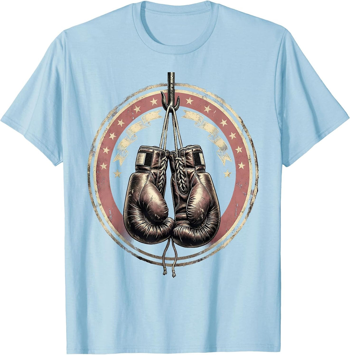 Men's Pink Boxing Gloves Breast Cancer Survivor Graphic T-Shirt - Baby Blue