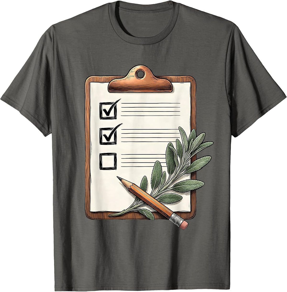 Paraprofessional Clipboard and Pencil Illustration T-Shirt - Asphalt Grey