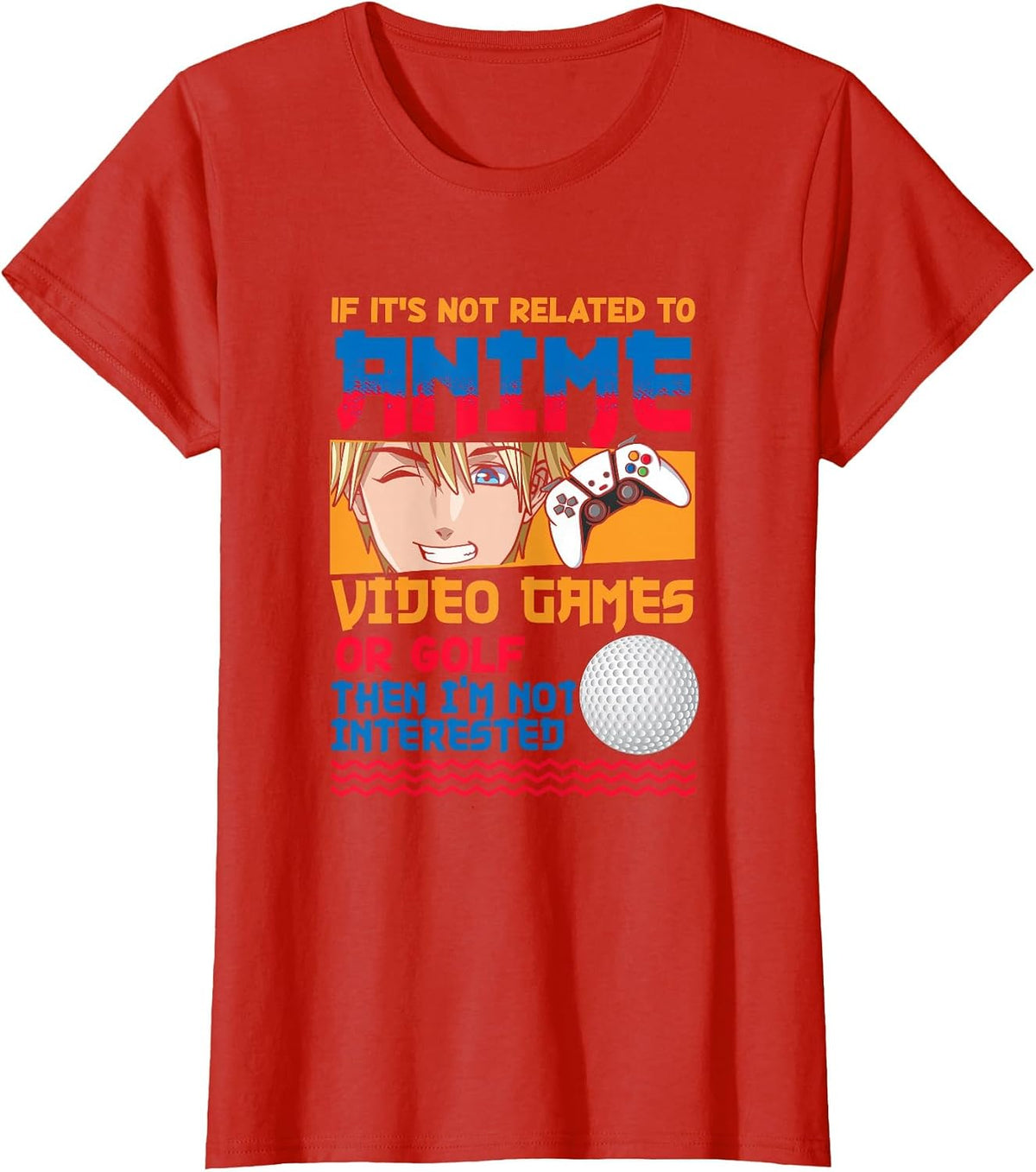Anime Video Games Golf Japanese Japan Anime Gamer Otaku T-Shirt - Red