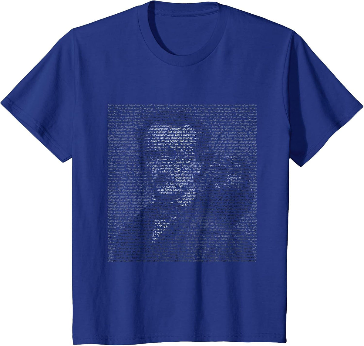 Edgar Allen Poe & Raven - Reading Bookworm Reader T-Shirt - Royal Blue