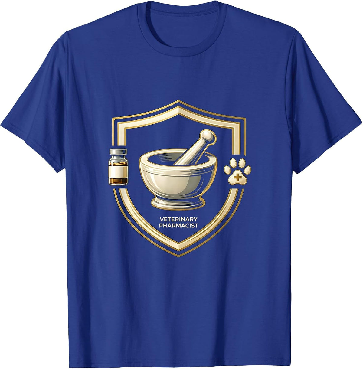 Men's Veterinary Pharmacist Emblem Vet Tech Gift Occupation Humor T-Shirt - Royal Blue
