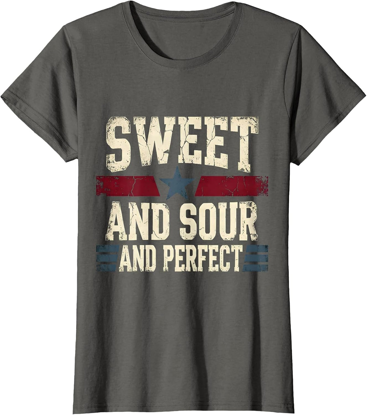 Women's Sweet and Sour and Perfect Pickle Design T-Shirt - Asphalt Grey