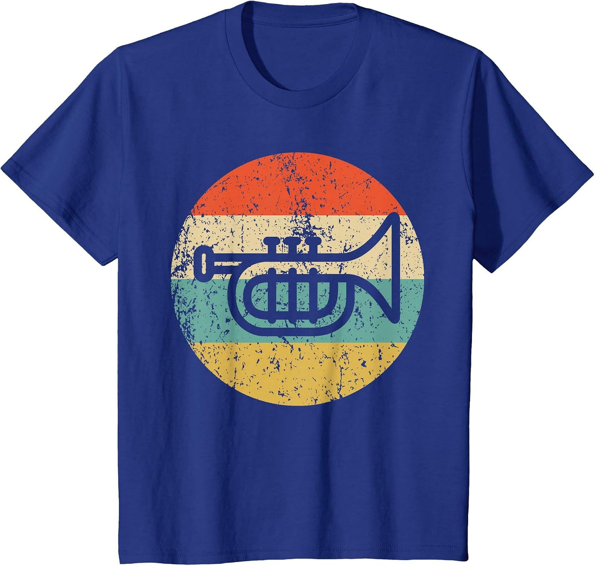Trumpet Retro Style Music T-Shirt - Royal Blue
