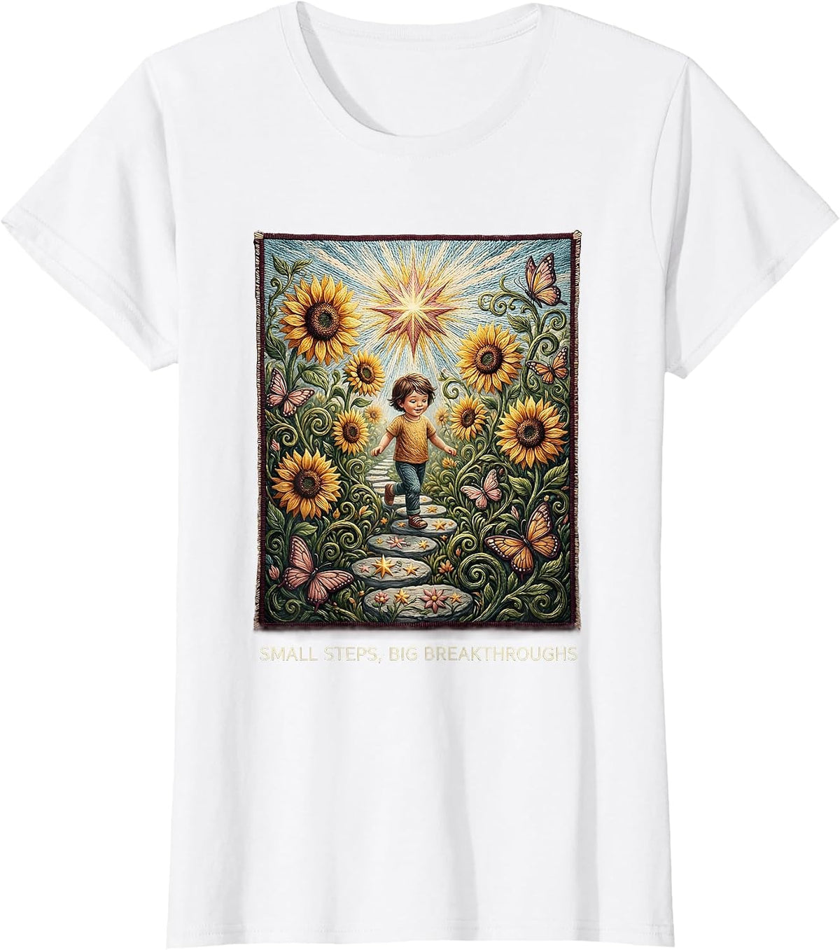 Small Steps Big Breakthroughs Motivational Design T-Shirt - White