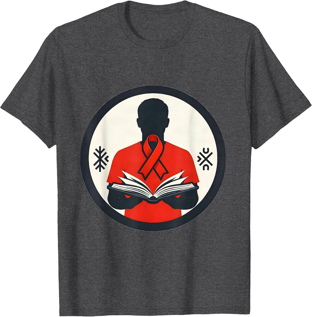 Sealed Badge Dyslexia Awareness Teacher October T-Shirt - Dark Heather Grey