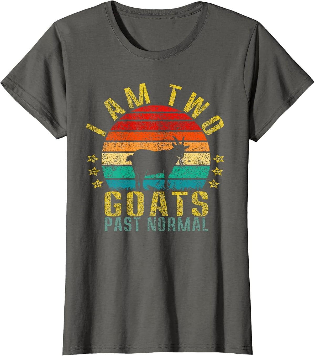 I Am Two Goats Past Normal Funny Retro T-Shirt - Asphalt Grey