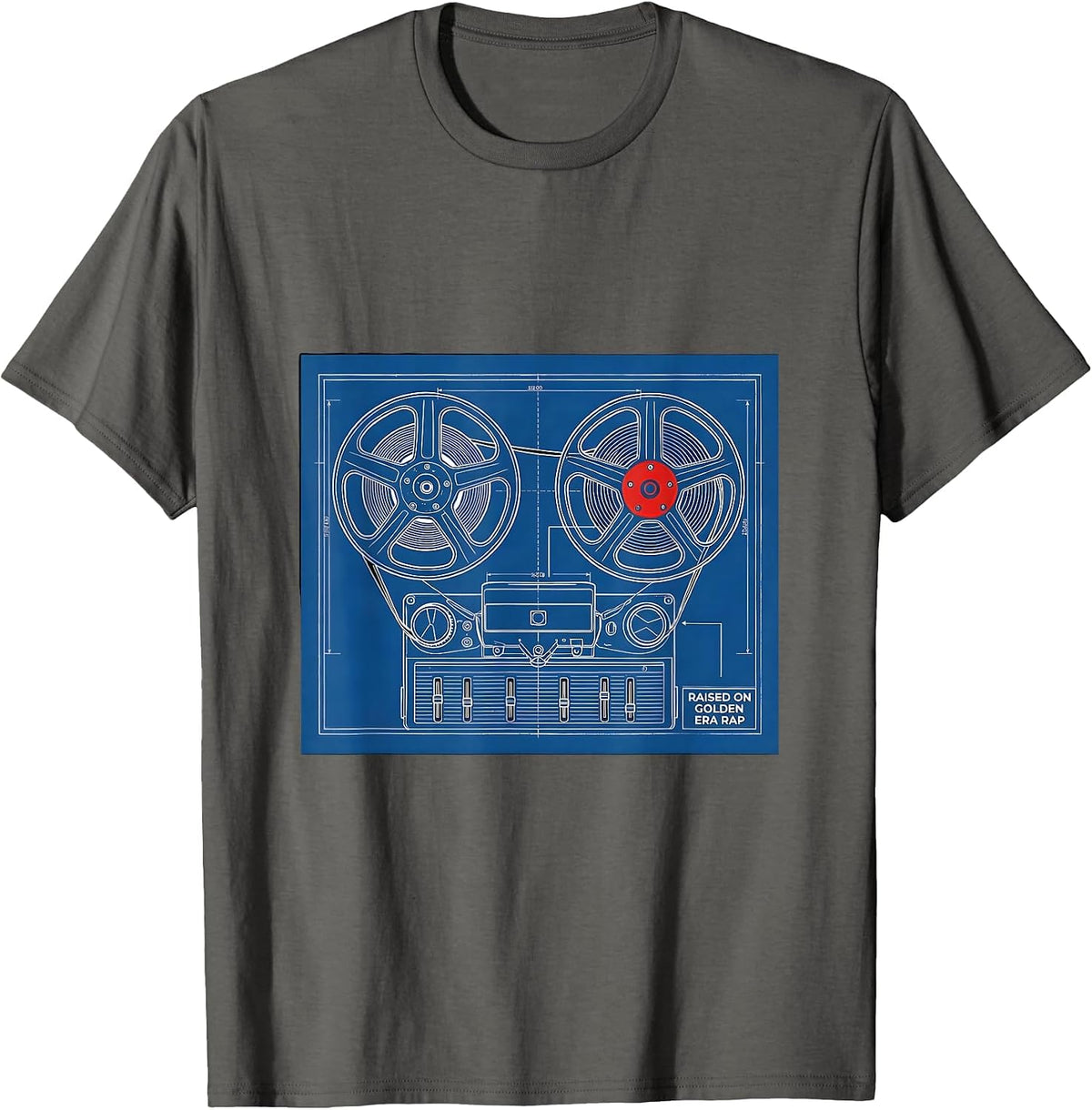 Men's Raised On Golden Era Rap Vintage Hip Hop Cassette Nostalgia T-Shirt - Asphalt Grey