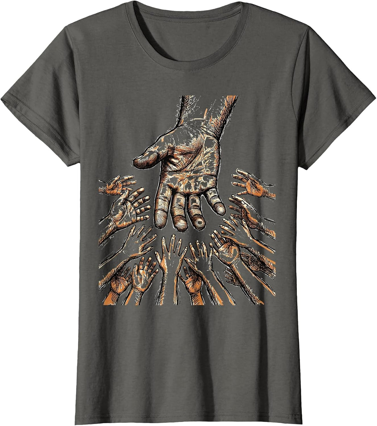 Women's Paraprofessional Guiding Hands Graphic Design T-Shirt - Asphalt Grey