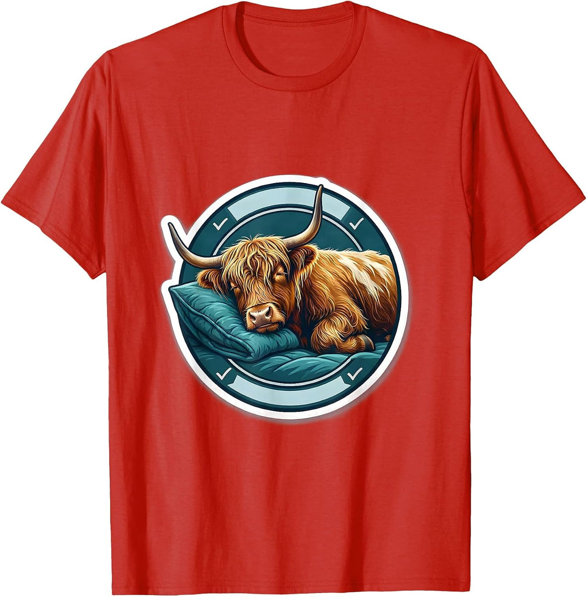 Men's Highland Cow Sleepshirt Cozy Pajama Gift T-Shirt - Red